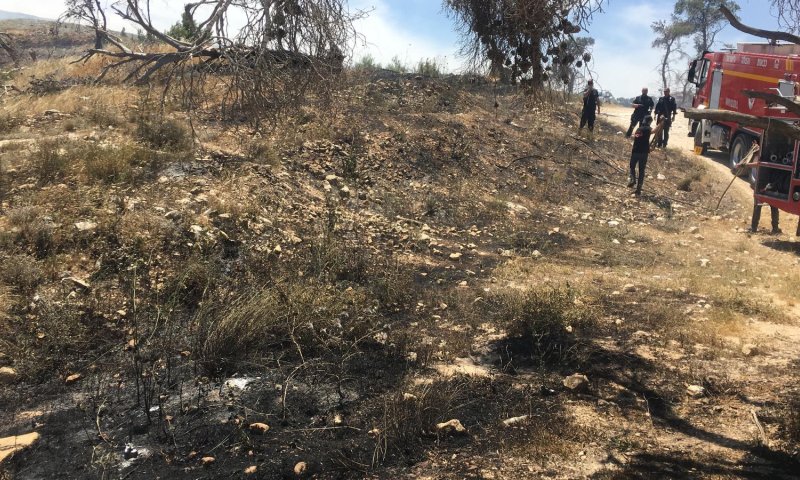 שריפת חורש סמוך להר ברכה; כבאים במקום