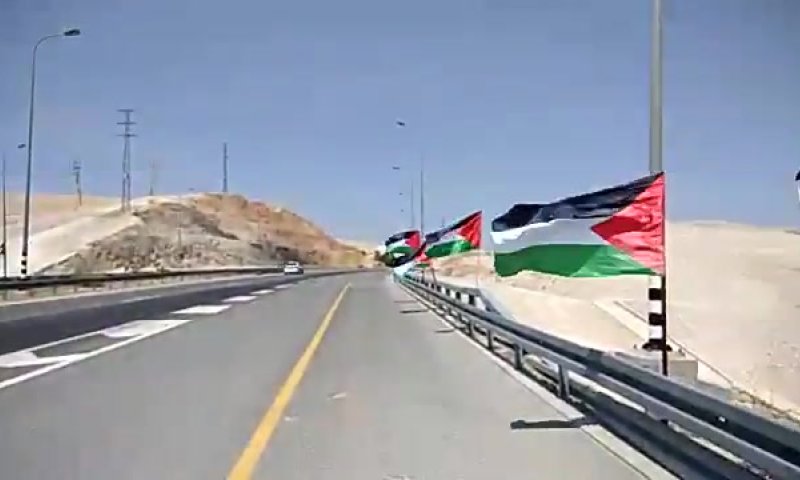ביזיון: עשרות דגלי פלסטין נתלו בכביש 1