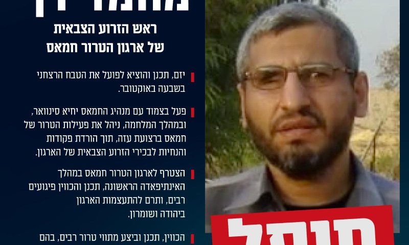 חמאס מודה לראשונה: מוחמד דף חוסל