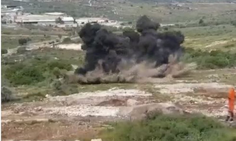 צפו: פיצוץ אדיר של שדה מוקשים סמוך לקרני שומרון