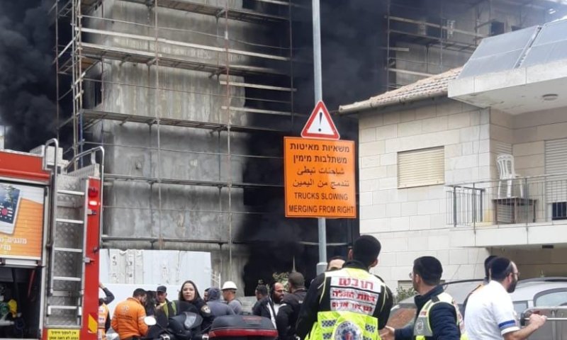 שני פצועים בשריפה באתר בנייה ליד הר הרצל