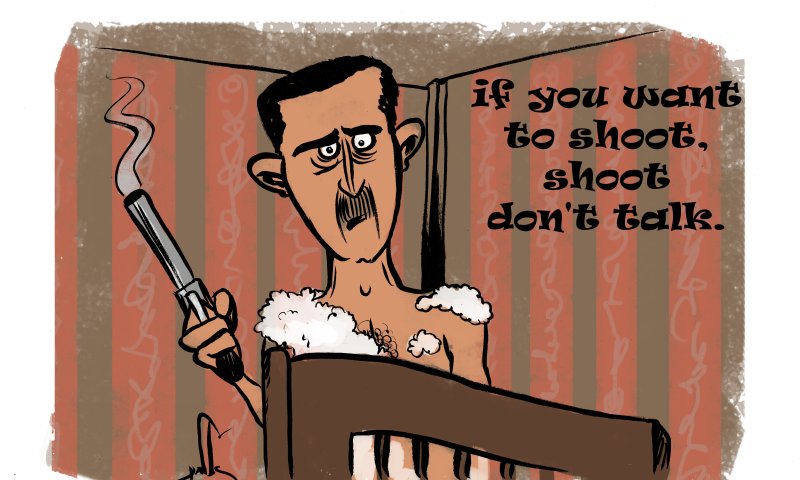 קריקטורה: אסד מגיב על ההססנות של אובמה