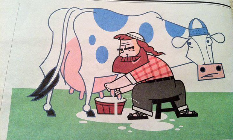 קריקטורה בידיעות אחרונות: המתנחלים חולבים את ישראל