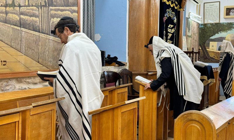 צפו: הנשיא הרצוג מתפלל שחרית בבית הכנסת האר"י