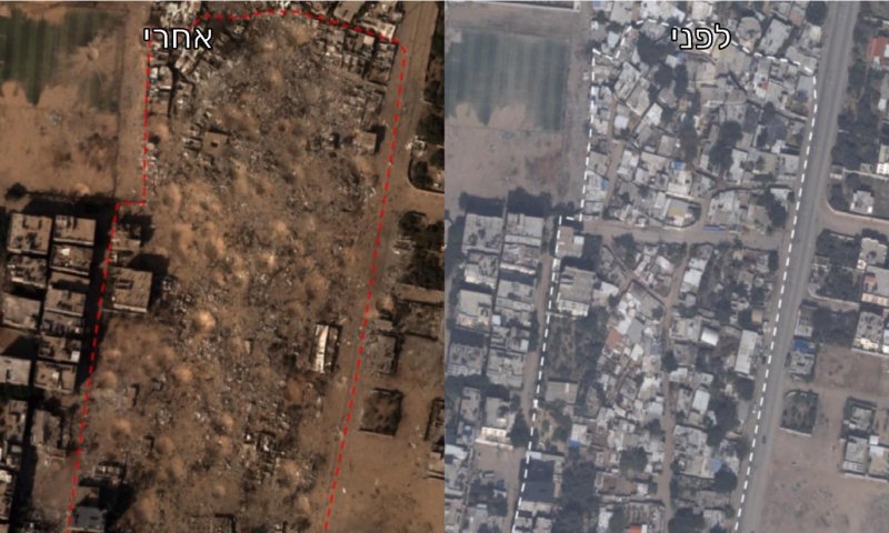 לפני ואחרי: צה"ל ממשיך בקרבות וכותש את הרצועה