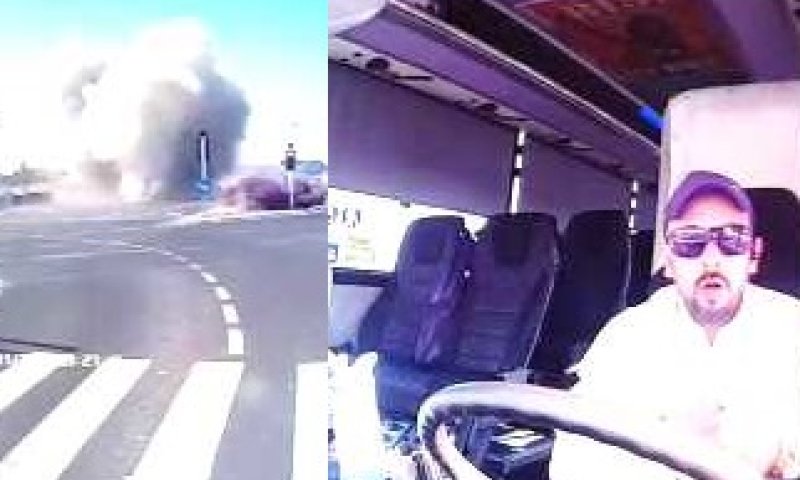 הפיצוץ וההלם: תיעוד הרקטה מתוך האוטובוס