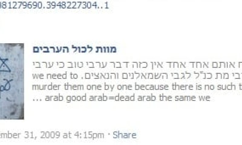חקירה פלילית נגד קבוצת הפייסבוק "מוות לכל הערבים"