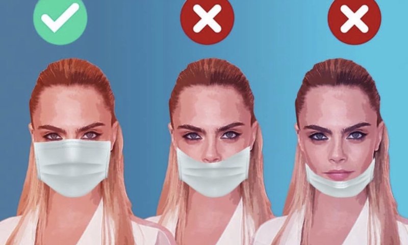 קארה דלווין מדגימה שימוש נכון במסכה