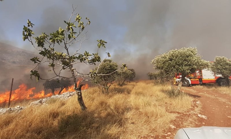 שריפה ענקית סמוך לגבעת רונן; העלייה ליישוב נחסמה