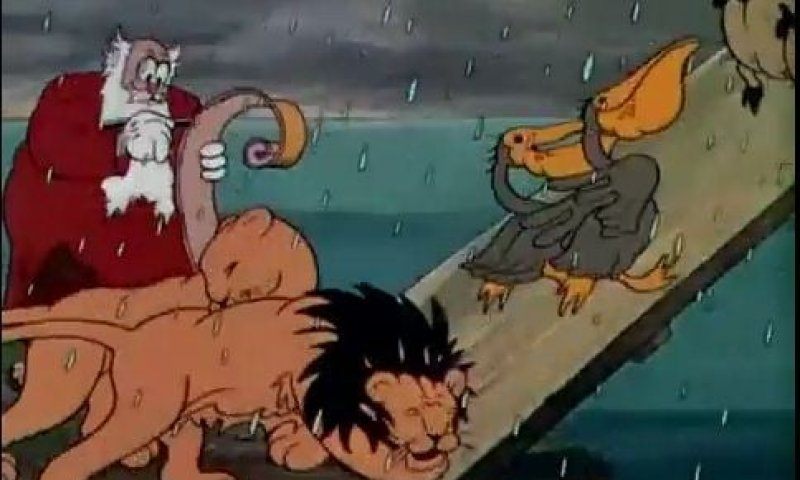 בניית תיבת נח והמבול בגרסה המצויירת של וולט דיסני