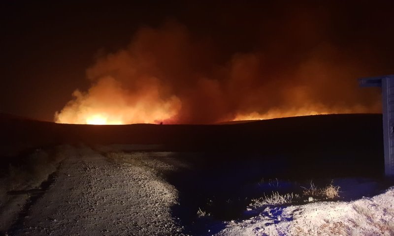 רצועת אש מעל 300 מטר: שריפה פרצה ביישוב מכמש