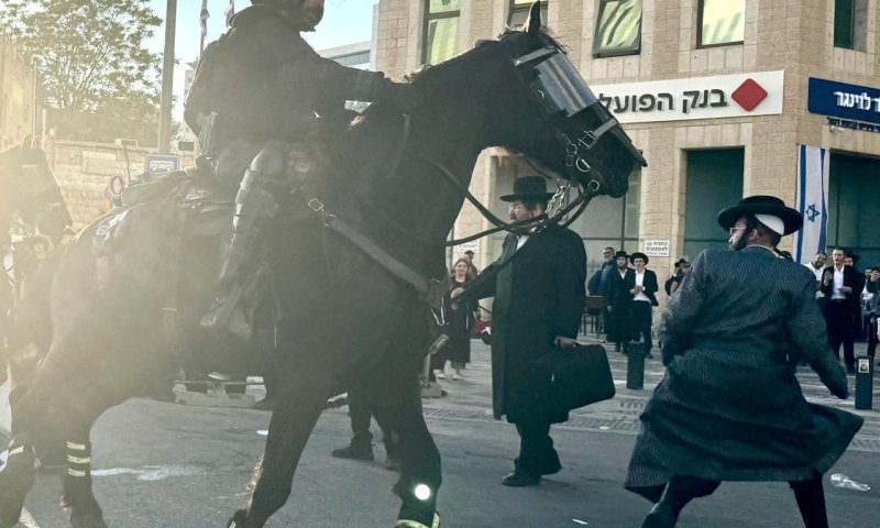 במהלך ההפגנה נגד הגיוס: חרדים השחיתו תמונות של חללי צה"ל