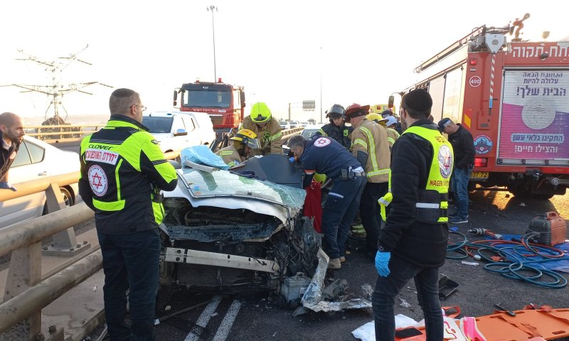 תאונה קשה בכביש 5 למזרח: 2 פצועים קשה