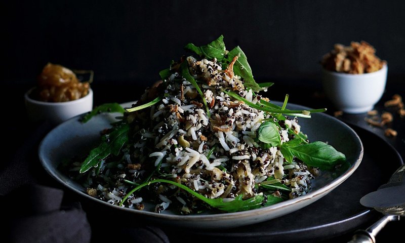 מתכון לסלט אורז בסמטי וקינואה שחורה