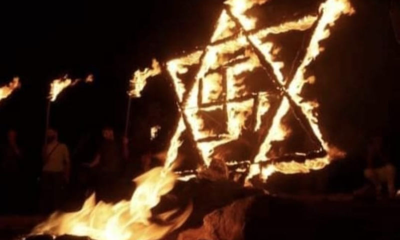 מזעזע: פלסטינים הציתו צלב קרס סמוך לאביתר