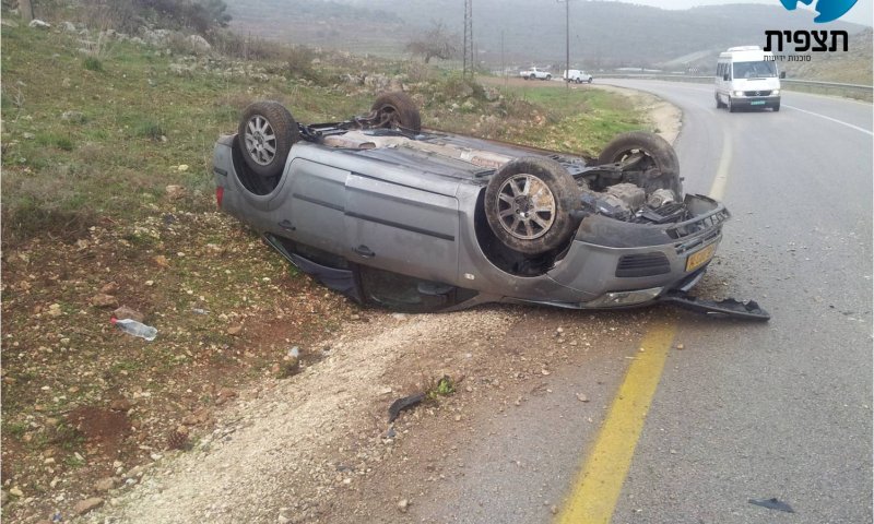 תוך שעה: 3 התהפכויות בכביש חוצה בנימין