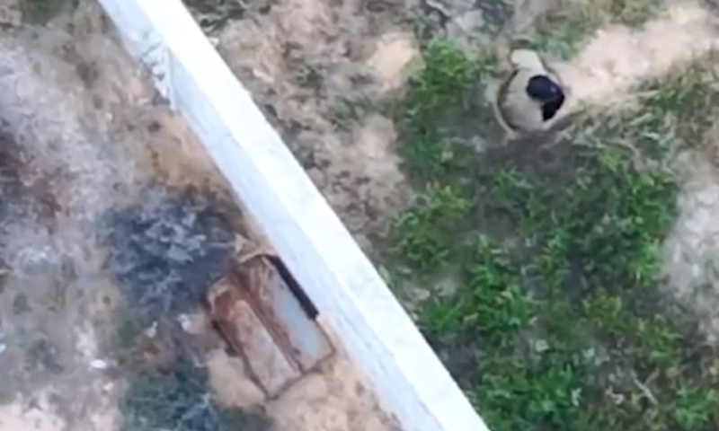 צפו: המחבל הציץ מהפיר, כלי הטיס העלה אותו באש