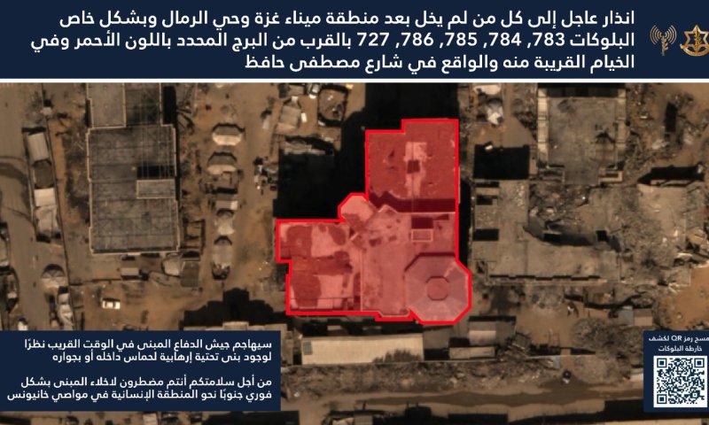 בפעם השלישית היום: דובר צה"ל בהודעת פינוי לשכונת רימאל