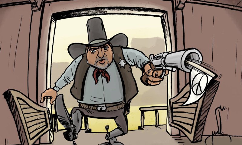 קריקטורה: ליברמן נכנס למשרד הבטחון