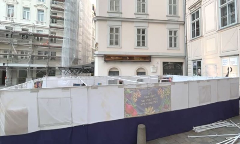 ב-25 שניות: חניכי בני עקיבא בנו סוכה במרכז וינה