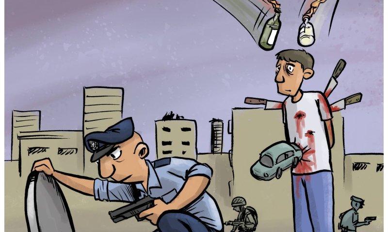 קריקטורה: המחבל בתל אביב עדיין לא נתפס