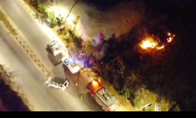 מחבלים השליכו בקת"ב וגרמו לשריפה בגוש עציון