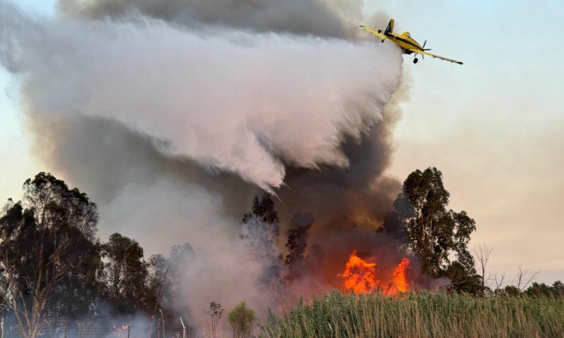 שריפה פרצה בשטח פתוח סמוך לגבול עם ירדן | תיעוד